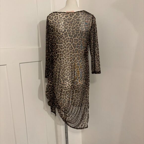 Y2K Paradiso size Medium Made in USA Vintage Cheetah Print Sheer Tunic Dress Top - Picture 2 of 8